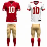 49ers home and away jersey colors displayed side by side