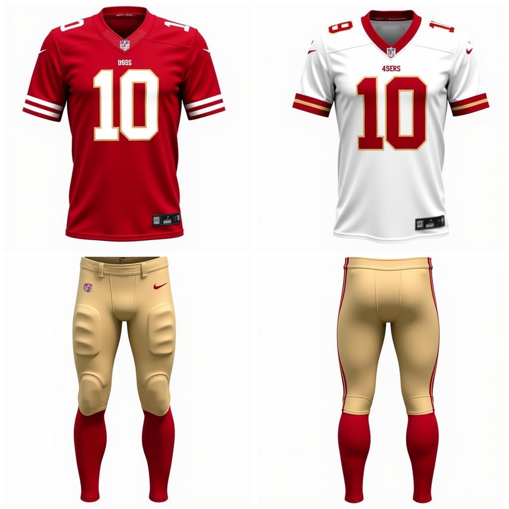 49ers home and away jersey colors displayed side by side