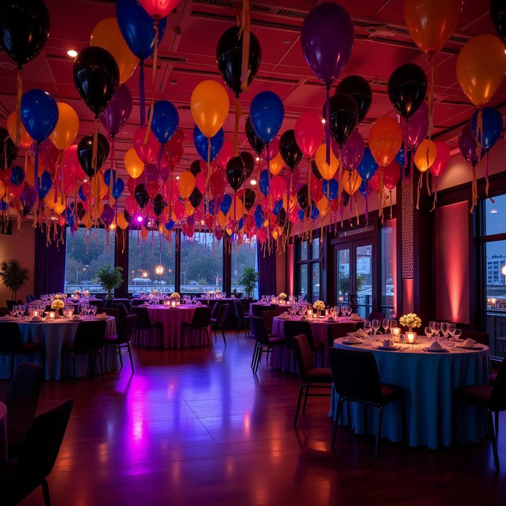 Vibrant jewel tone decorations for a 50th birthday