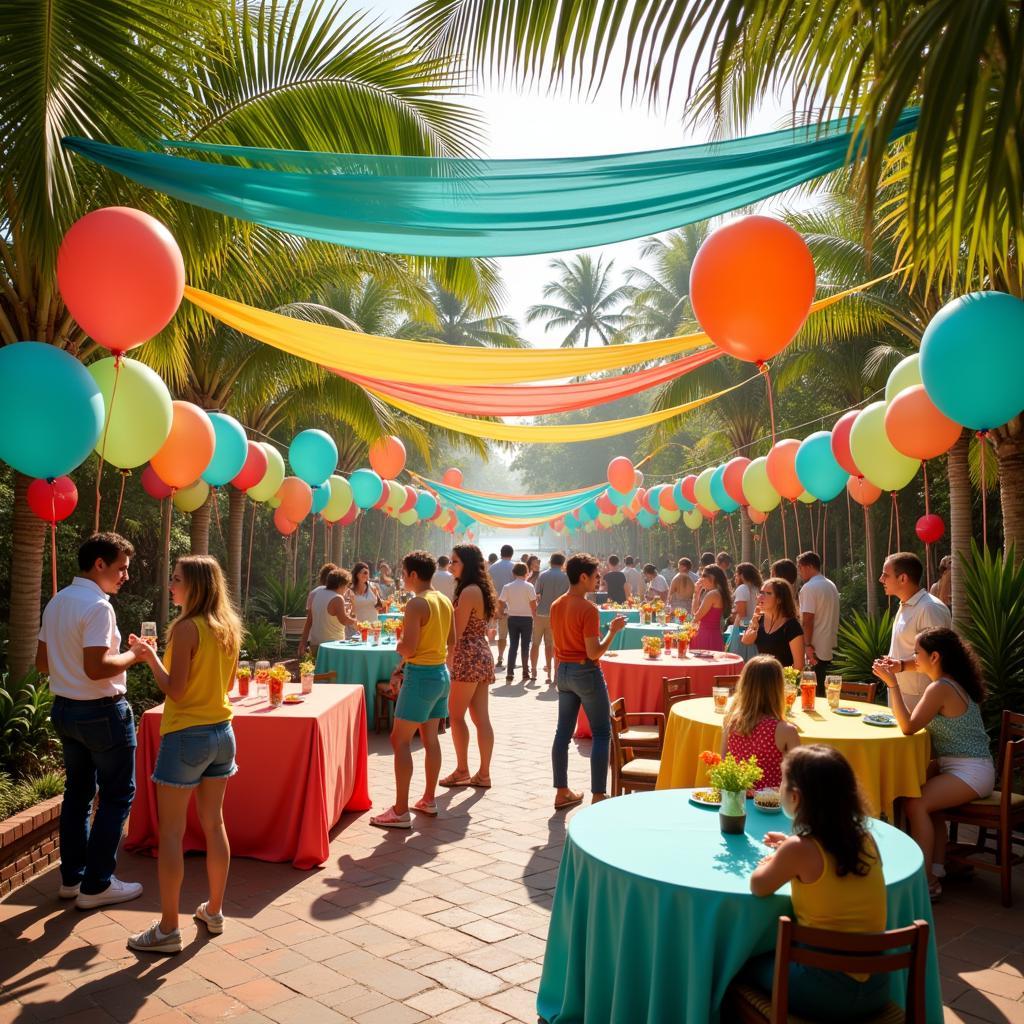 Vibrant Tropical Themed 60th Birthday Party Decorations