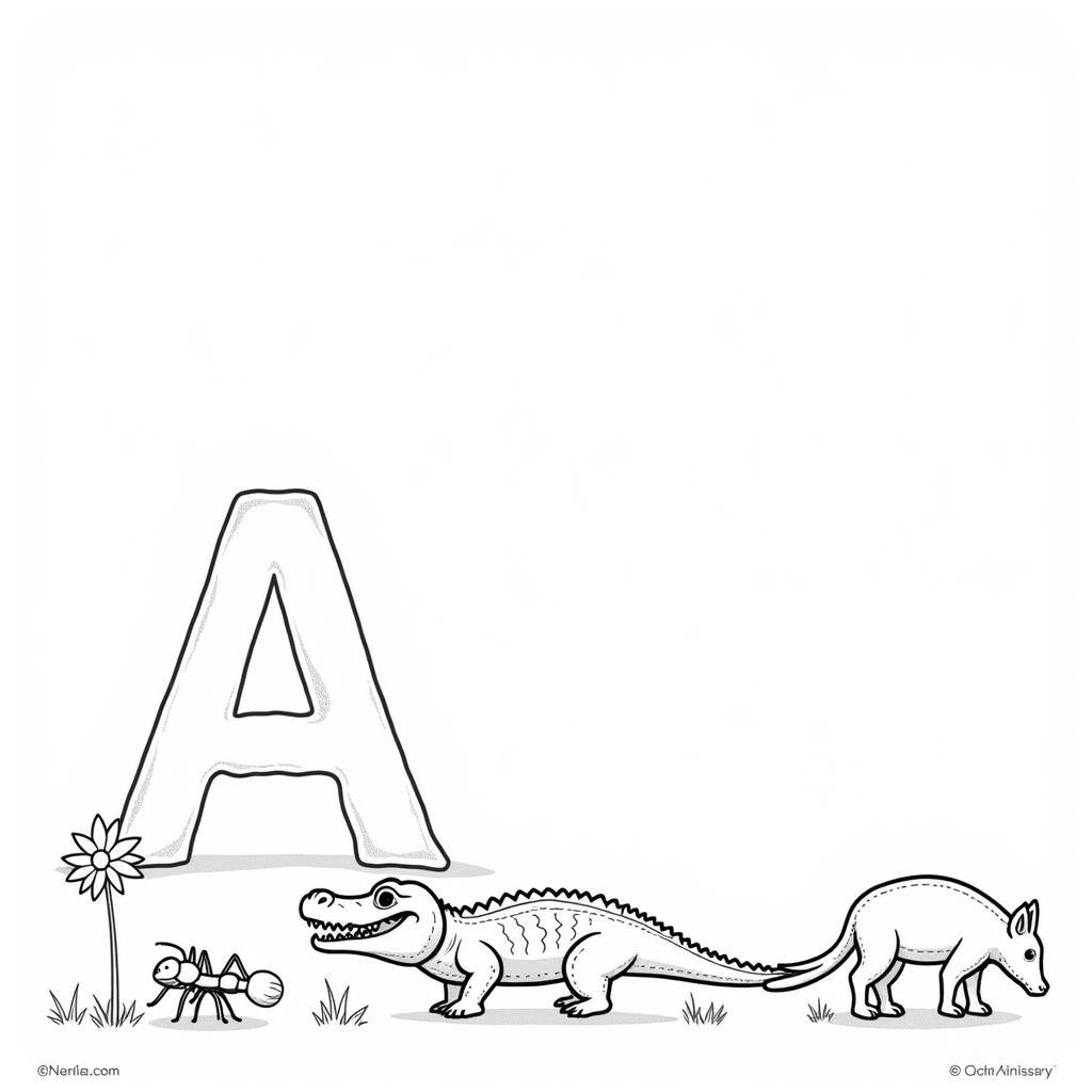 A for Alligator Coloring Page with Other Animals