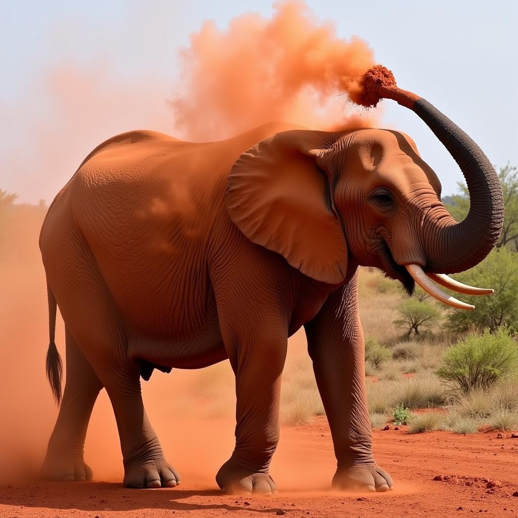 African Elephant Dust Bathing