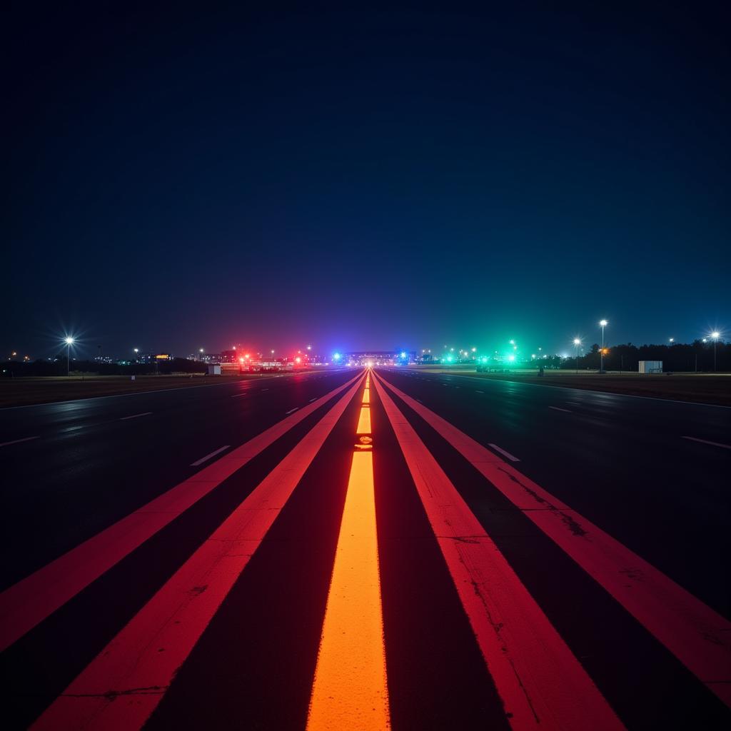 Airport Runway Lights at Night