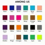 Among Us Color Chart Showing All Available Crewmate Colors