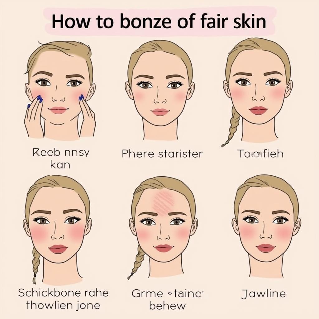 Applying bronzer on fair skin