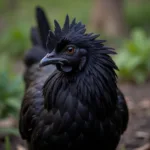 Ayam Cemani Chicken with its characteristic black plumage