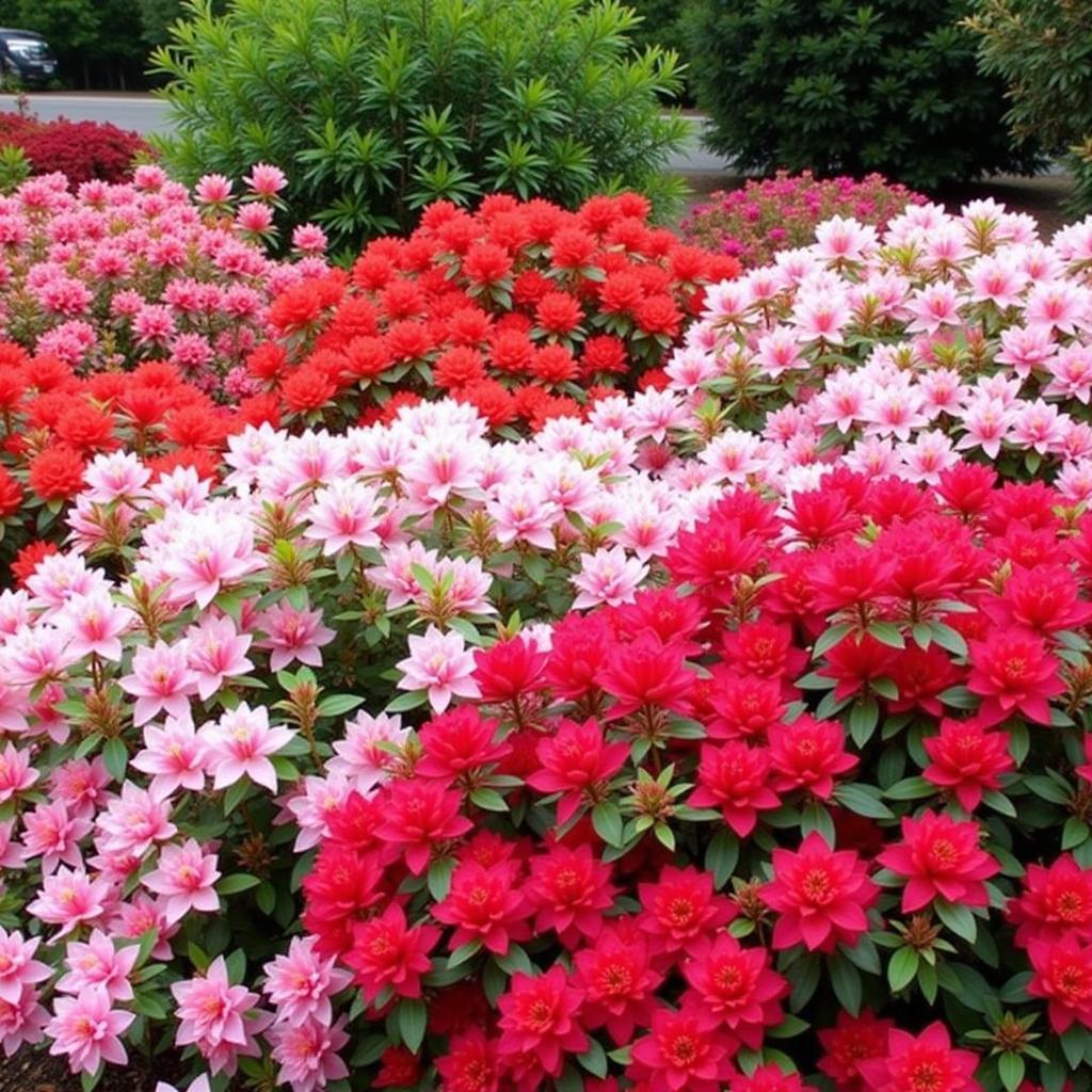 Azalea Color Variations in a Garden Setting