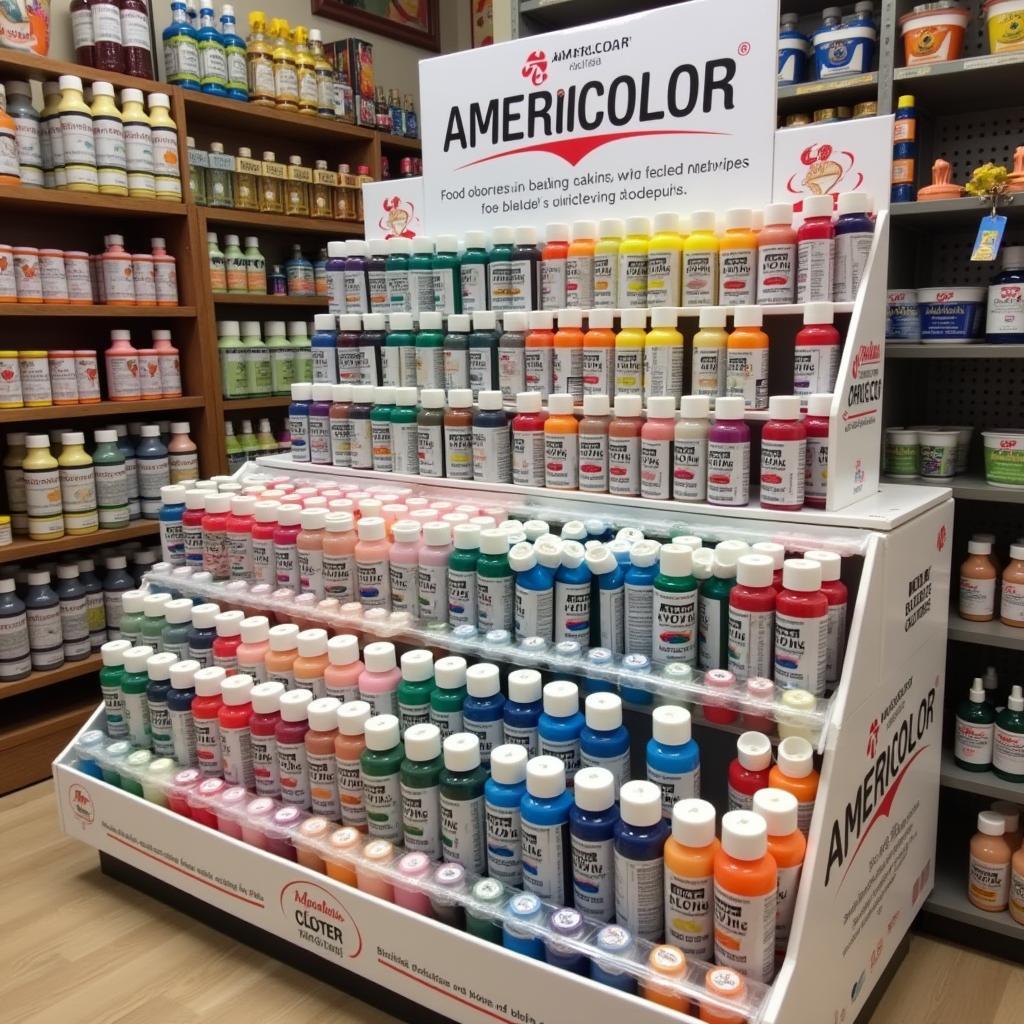 Americolor Food Coloring Display in a Baking Supply Store