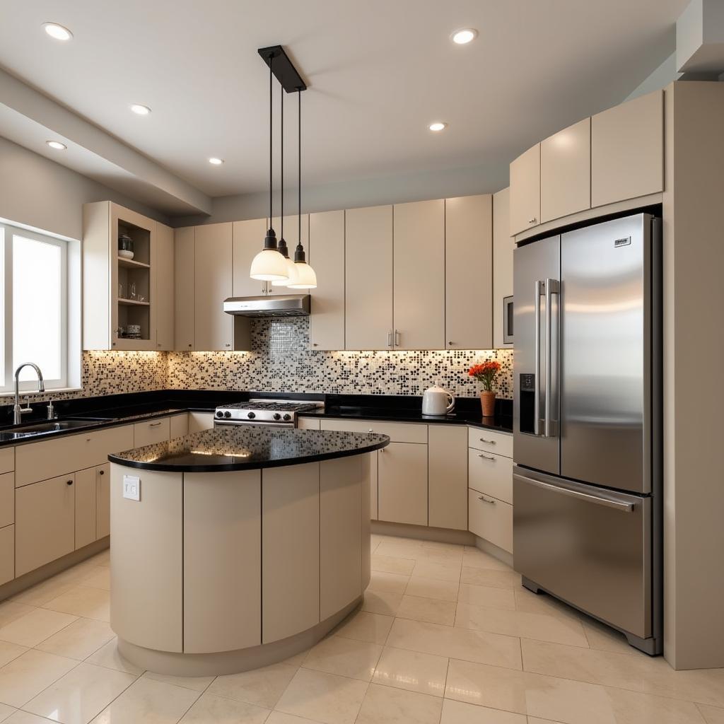 Beige and Black Modern Kitchen Color Scheme