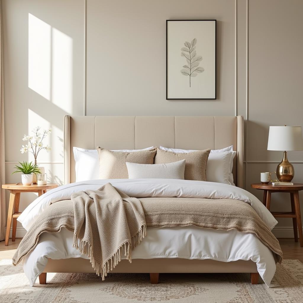 Beige Bedroom with Textured Textiles