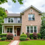 Beige Brick with Gray Siding