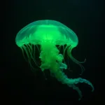 Bioluminescent Jellyfish Glowing in the Deep Sea