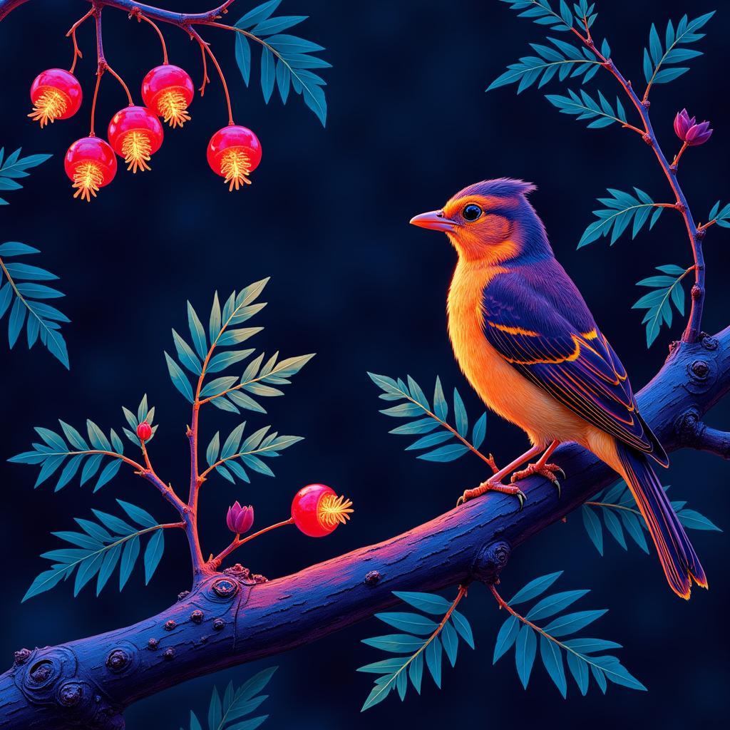 Bird Seeing UV Light on Berries