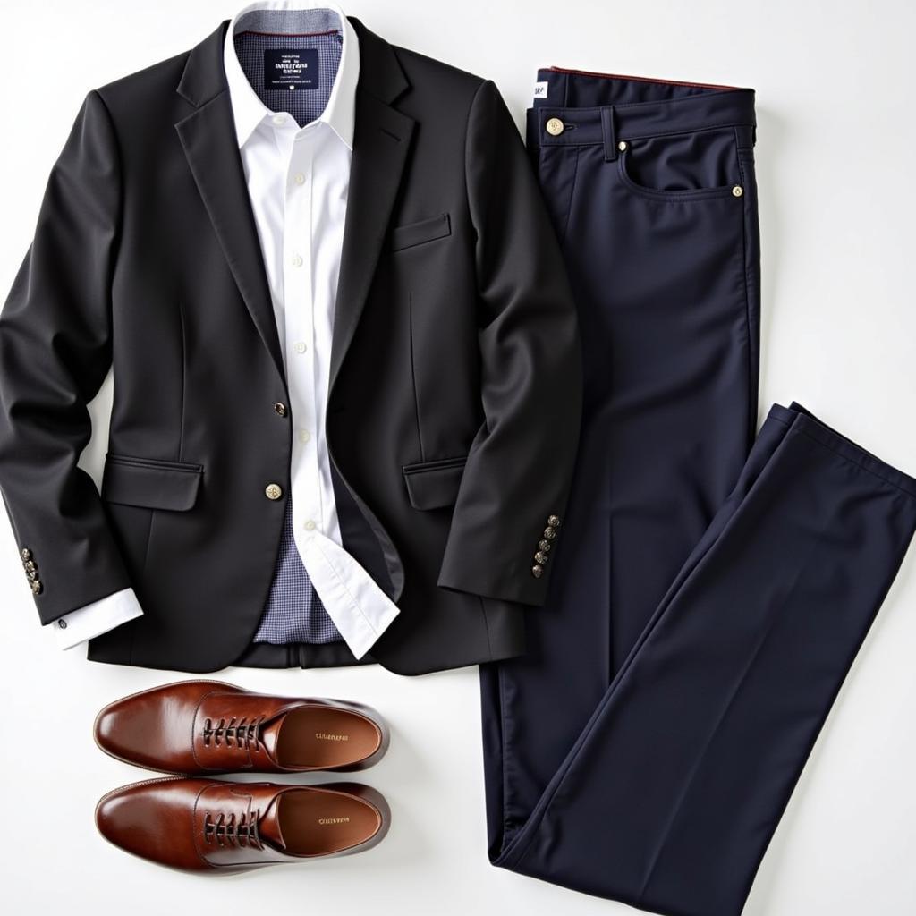 Black Blazer and Navy Pants Outfit Inspiration