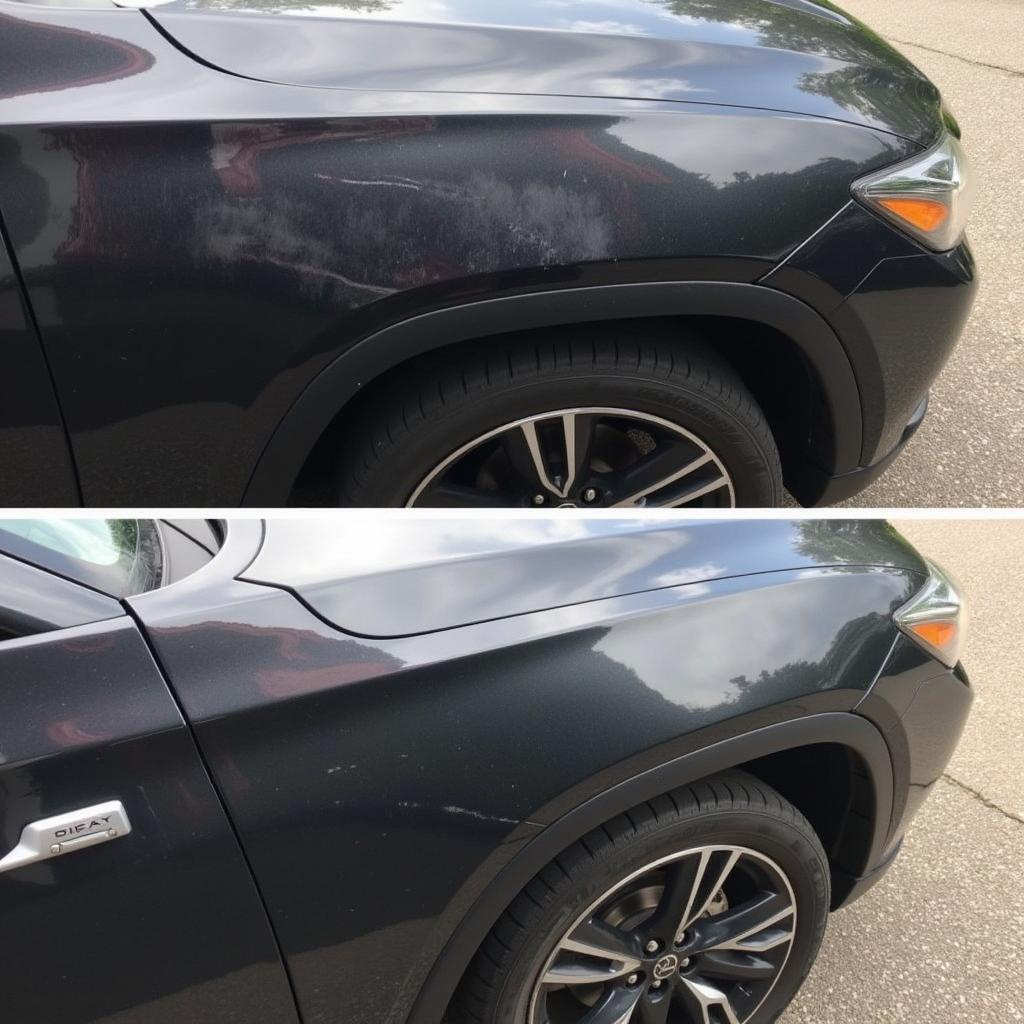 Black Car Showing Dirt and Scratches