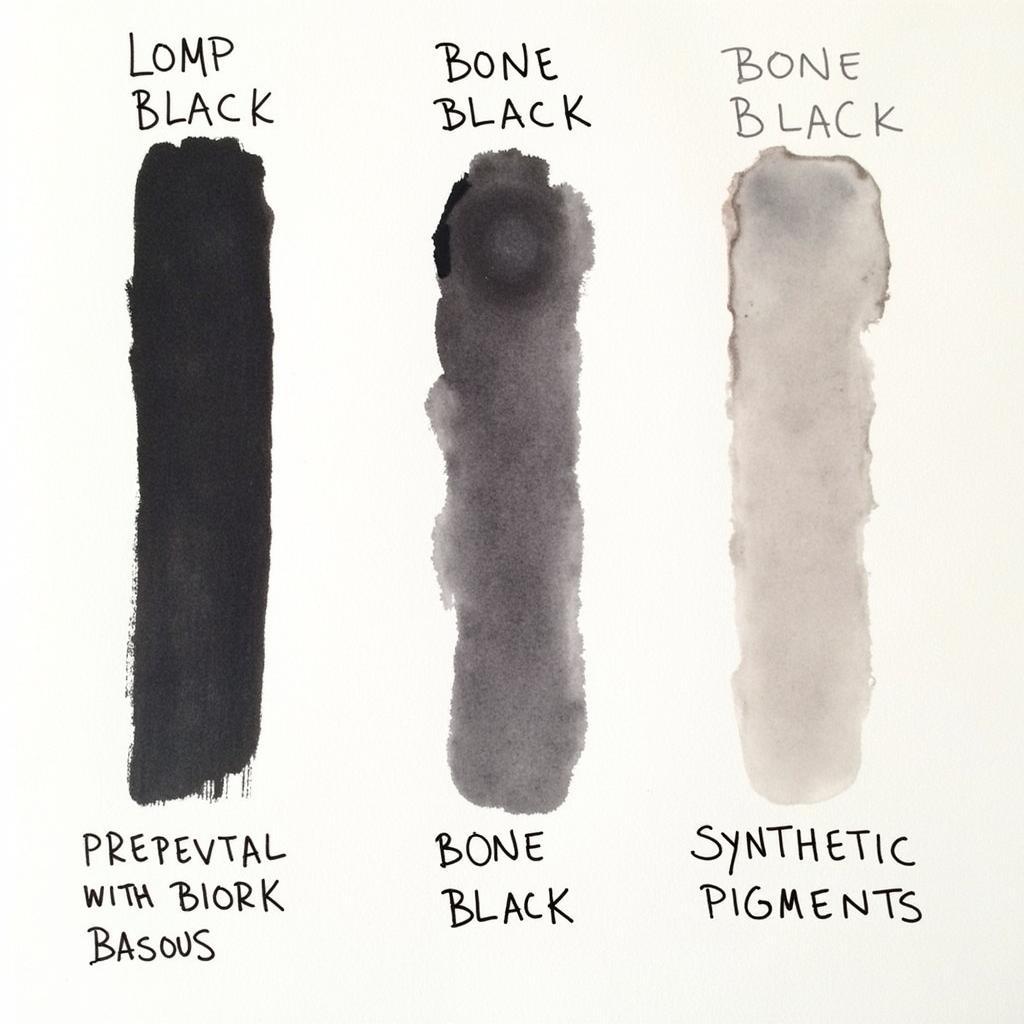 Comparison of black pigments in India ink