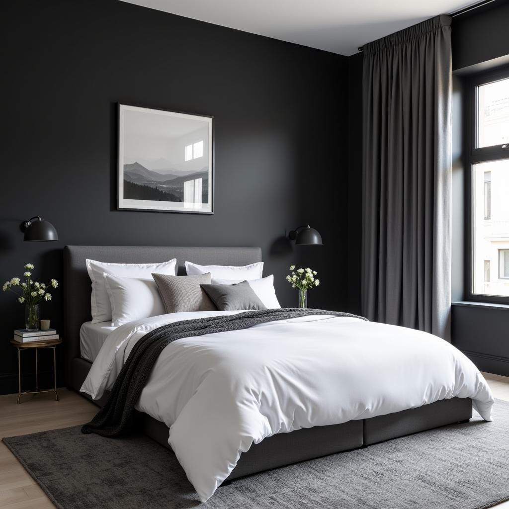 Black, white, and gray bedroom