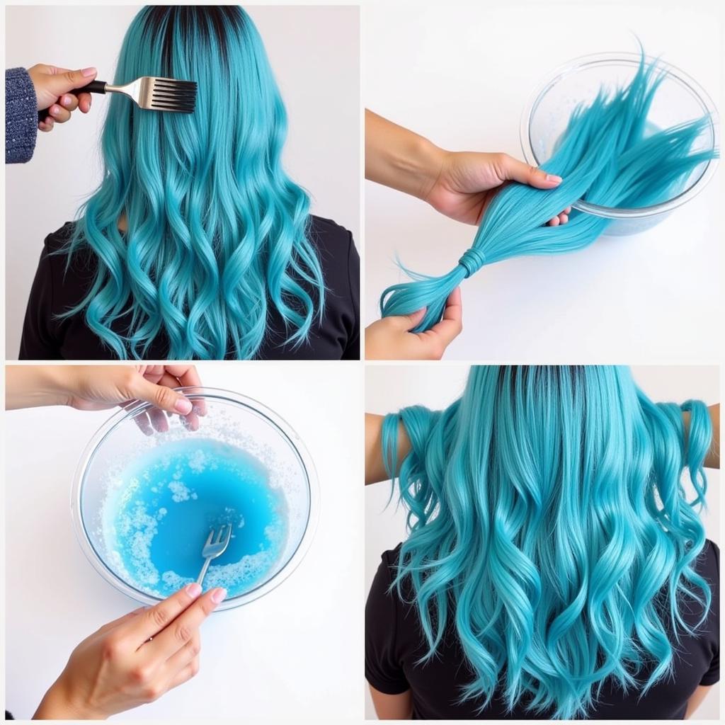 Preparing Hair for Blue Dye - Bleaching Process