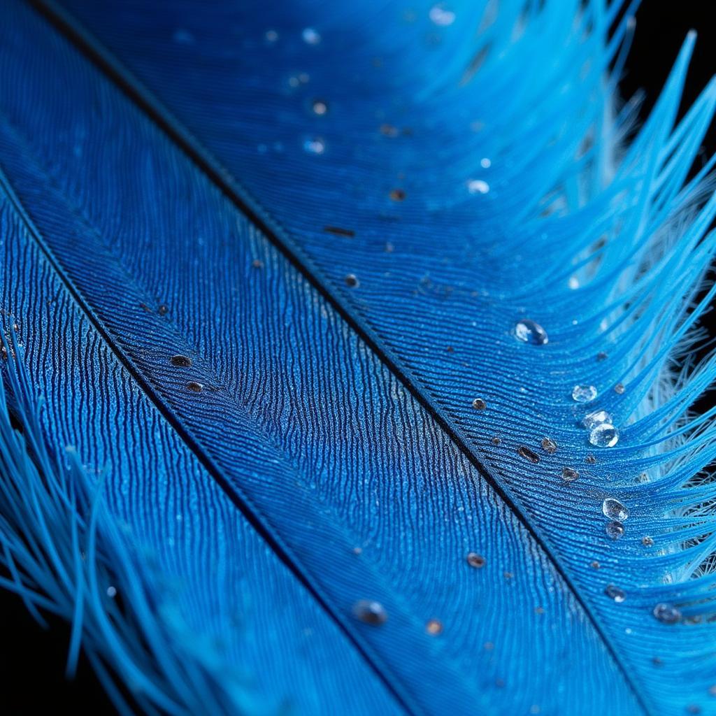 Blue Bird Feather Structure Microscopic View