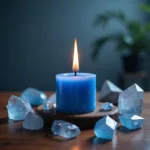 Blue candle representing tranquility and healing.