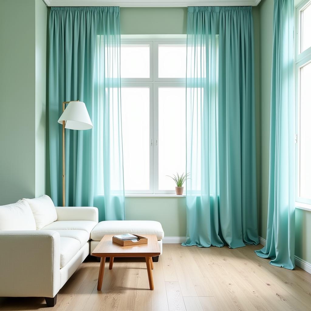 Blue Curtains with Seafoam Green Walls