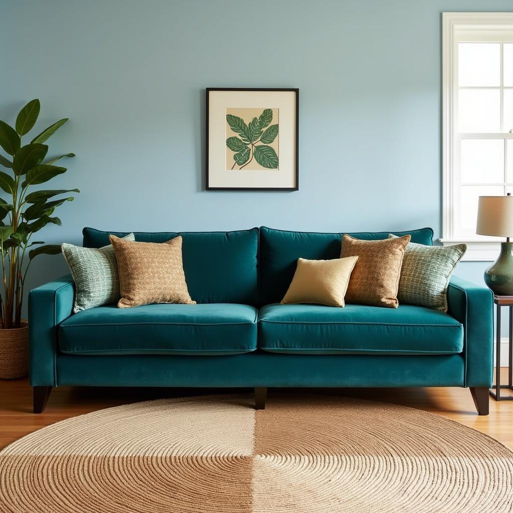 Blue and Green Textured Living Room