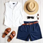 Men's style guide for accessorizing blue shorts outfits