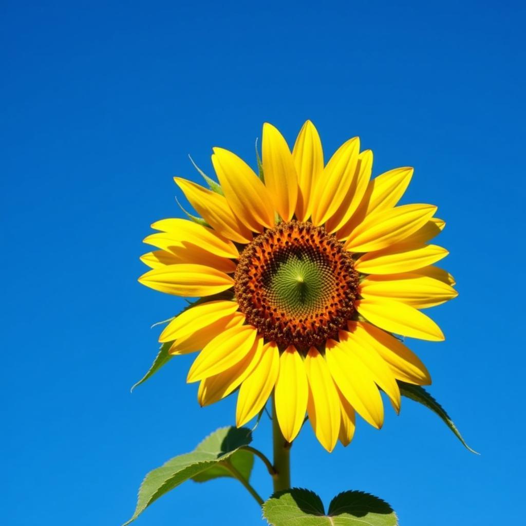 Blue and Yellow Contrast in Nature: Sunflower and Sky Example