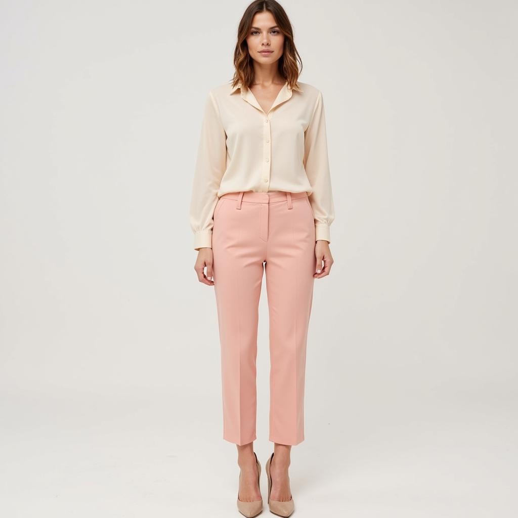 Blush Pink Pants Outfit with Neutral Top