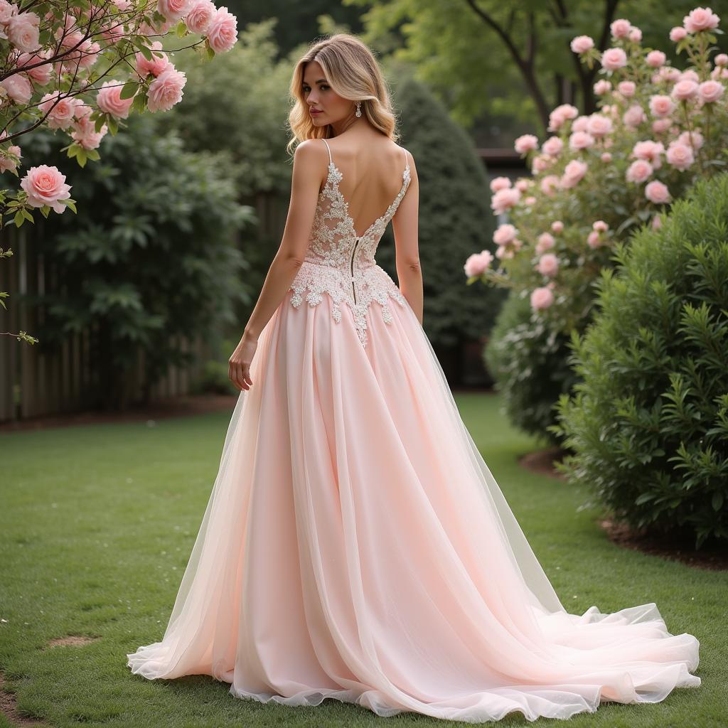 Elegant Blush Wedding Dress Design