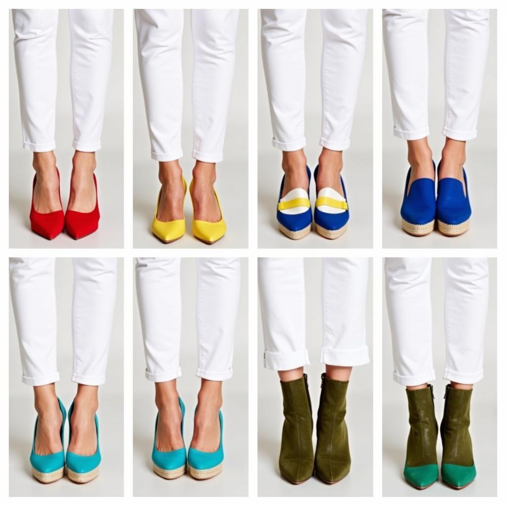 Vibrant Shoe Colors Paired with White Pants