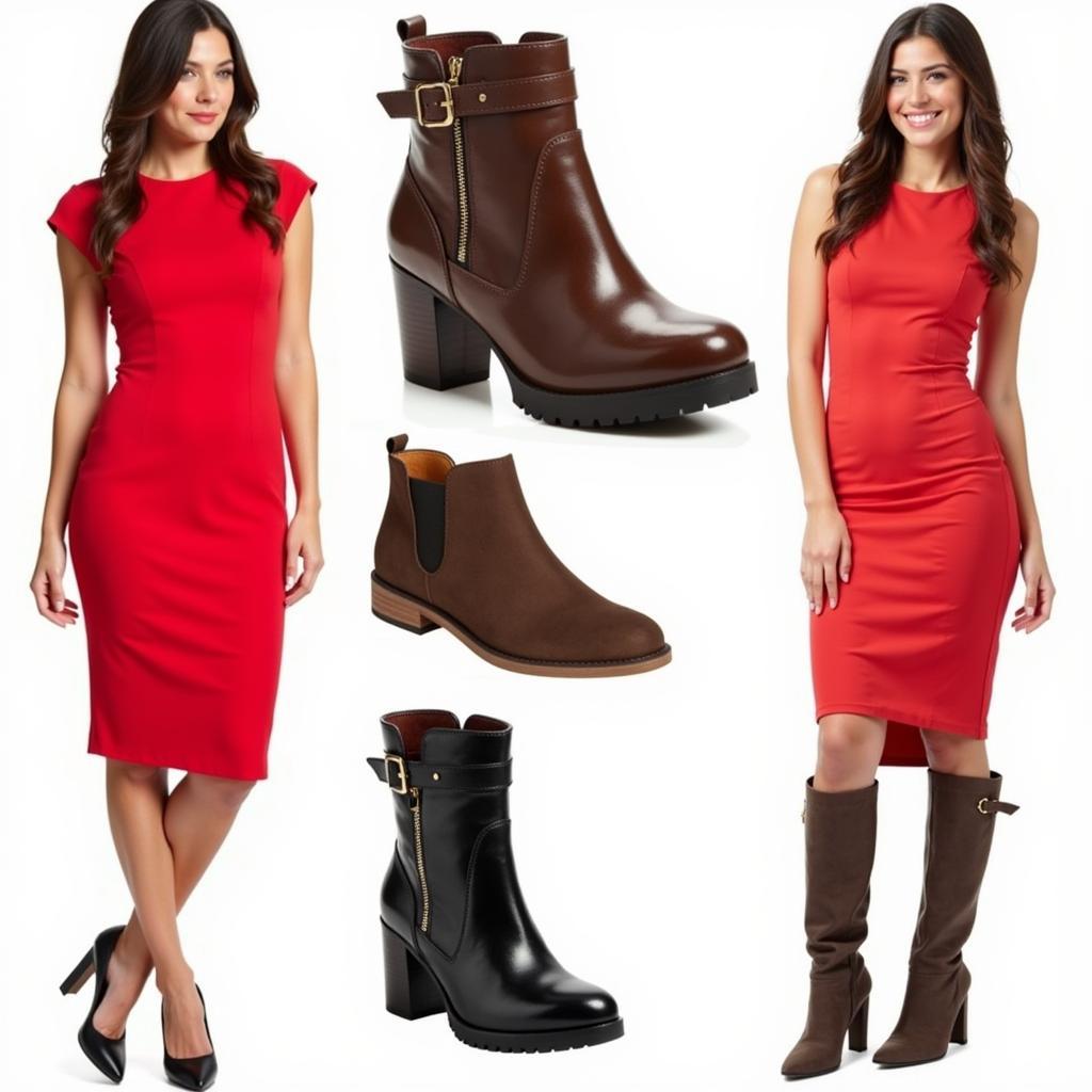 Boots paired with a Red Dress