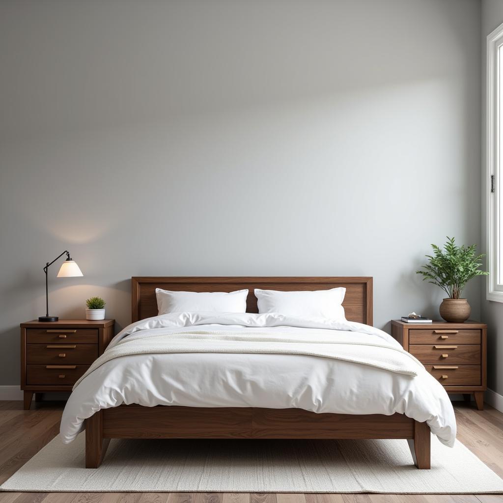 Brown Bedroom with Gray Walls