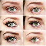 Brown and bronze eyeliner on green eyes