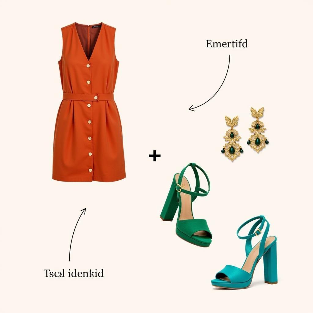 Burnt Orange Dress with Bold Colored Shoes