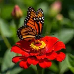 Butterfly Attracted to Red Flowers