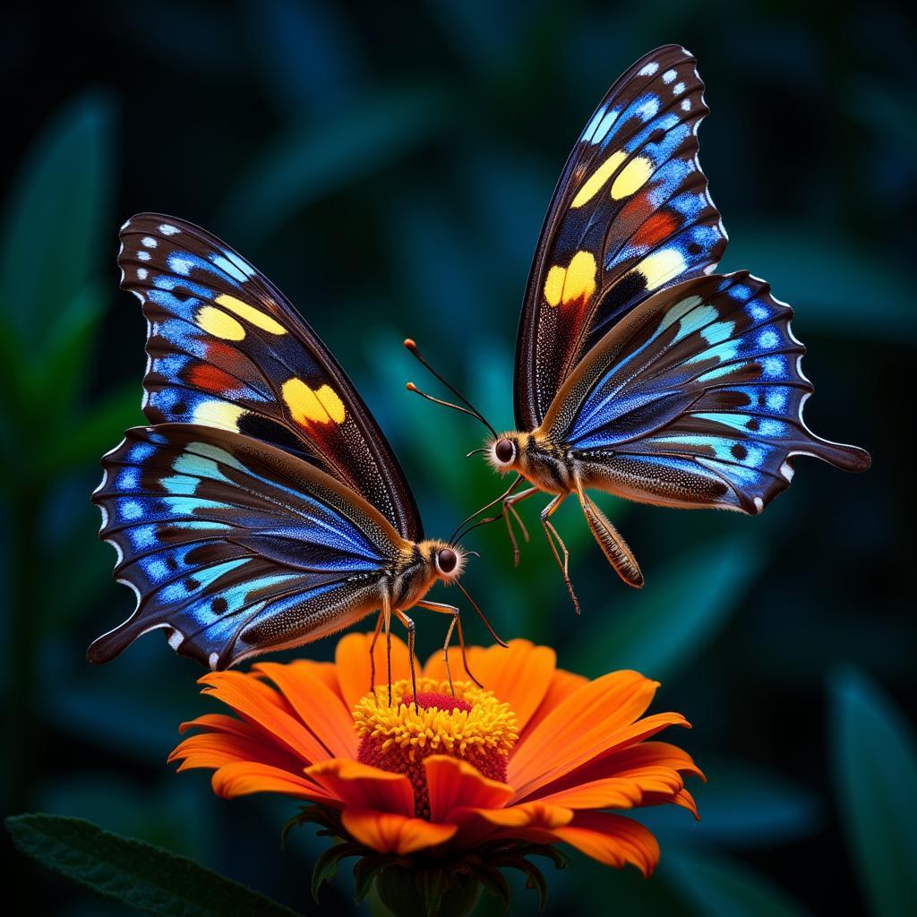 Butterfly using UV vision to locate nectar guides on flowers