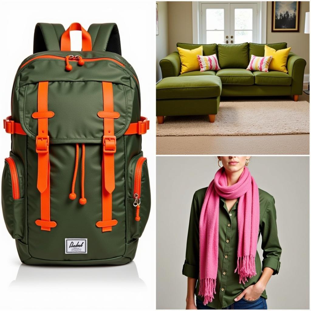 Camo Green with Bright and Bold Accent Colors