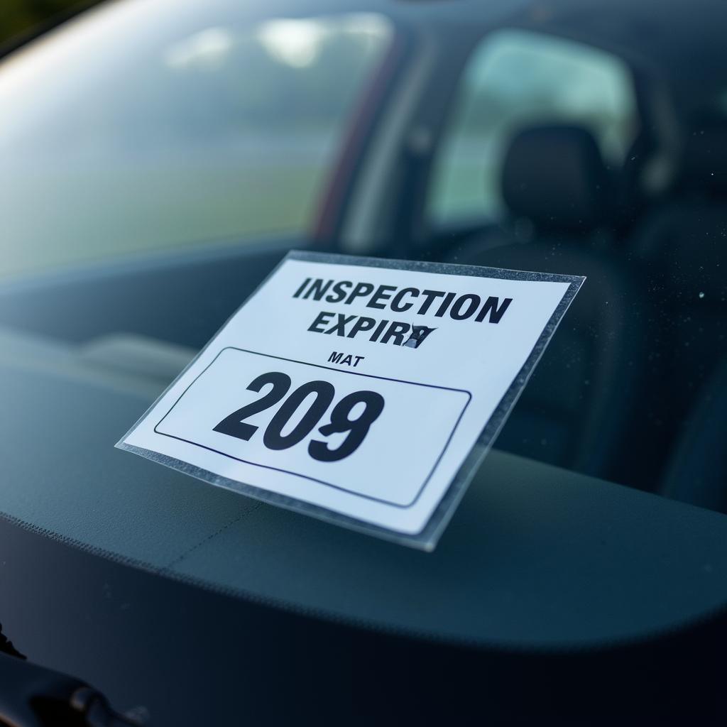 Car with Inspection Sticker on Windshield