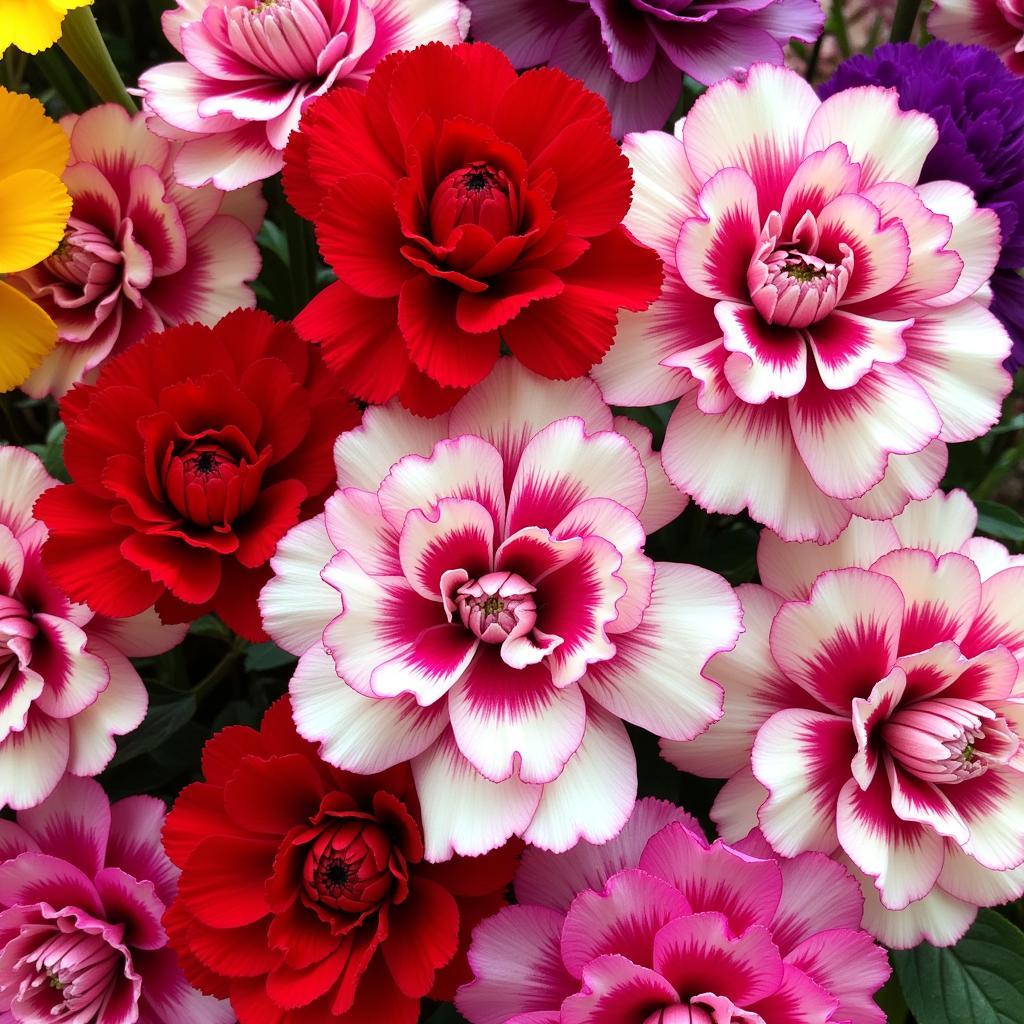 Carnations in a variety of colors, showcasing their diverse range.