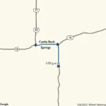 Map showing distance between Castle Rock and Colorado Springs