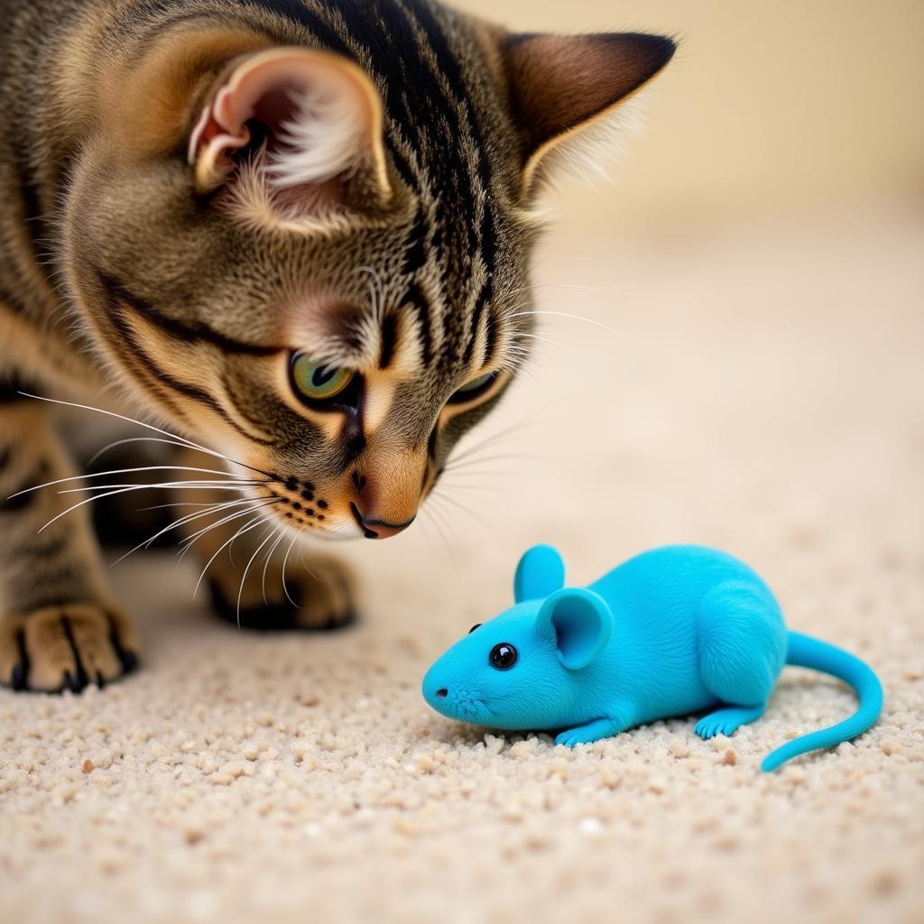 Cat Seeing a Blue Toy