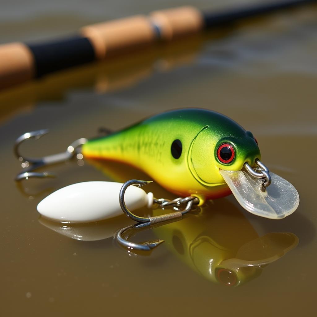 Chartreuse spinnerbait in muddy water