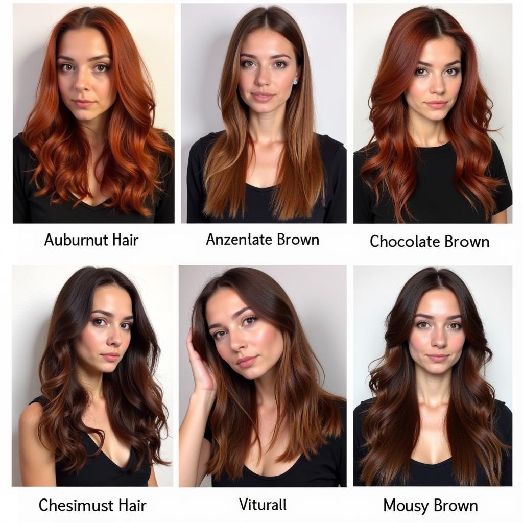 Comparison of Chestnut with Auburn, Chocolate, and Mousy Brown Hair