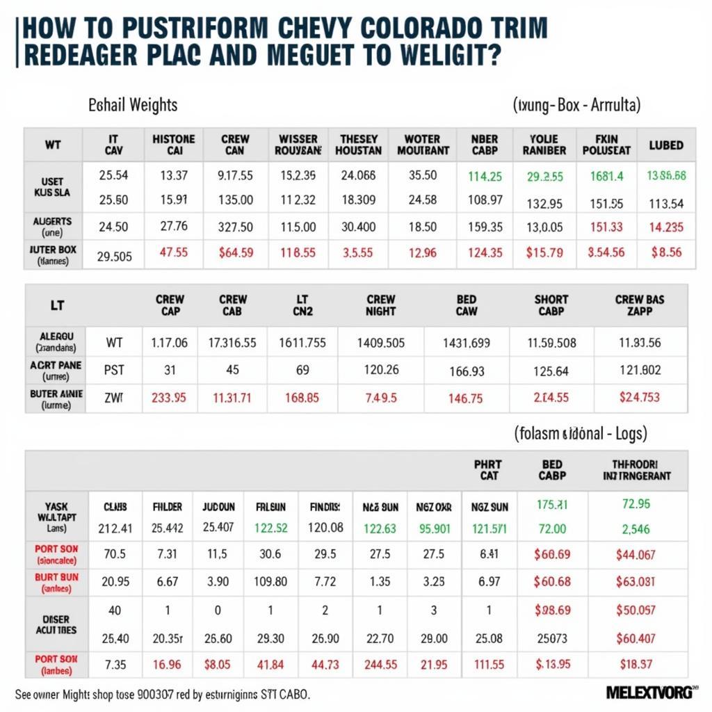 Chevy Colorado Weight Variations by Trim and Configuration