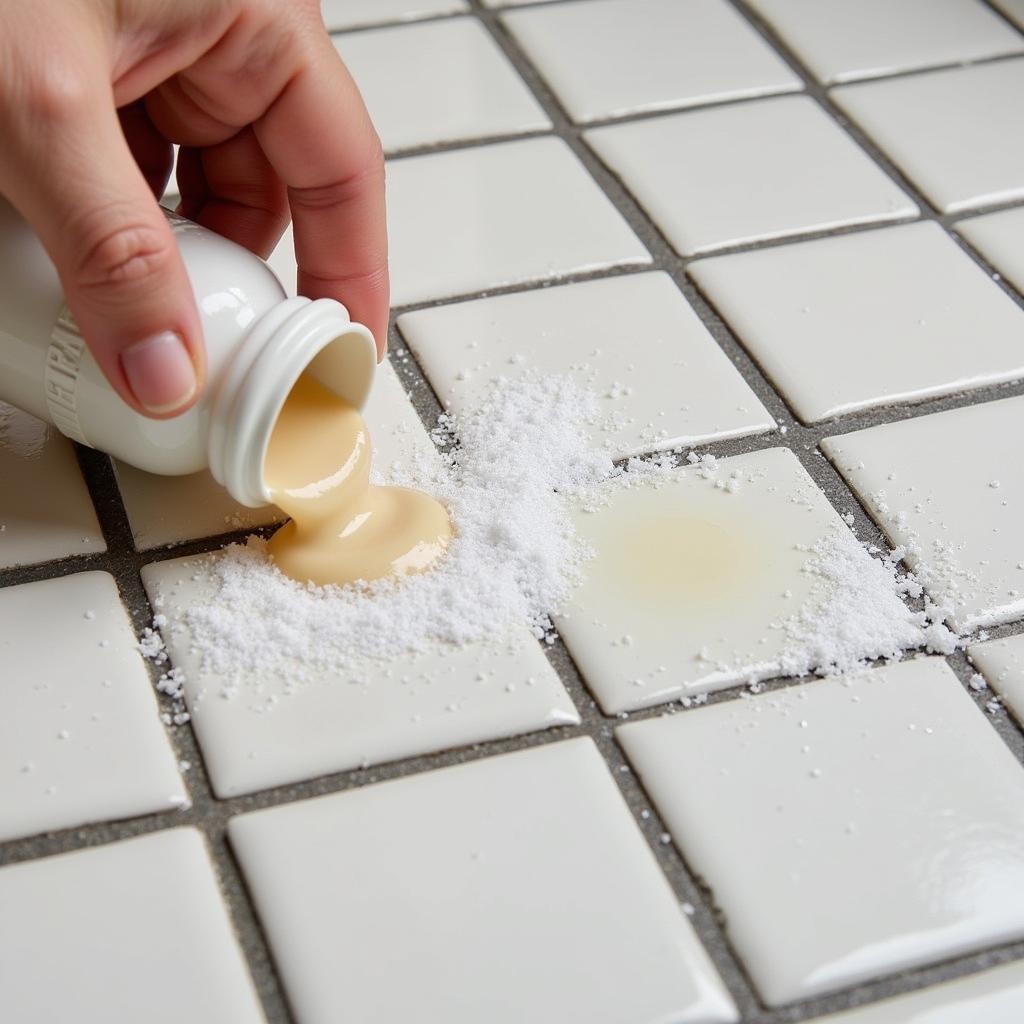 Cleaning Black Grout with Baking Soda and Vinegar