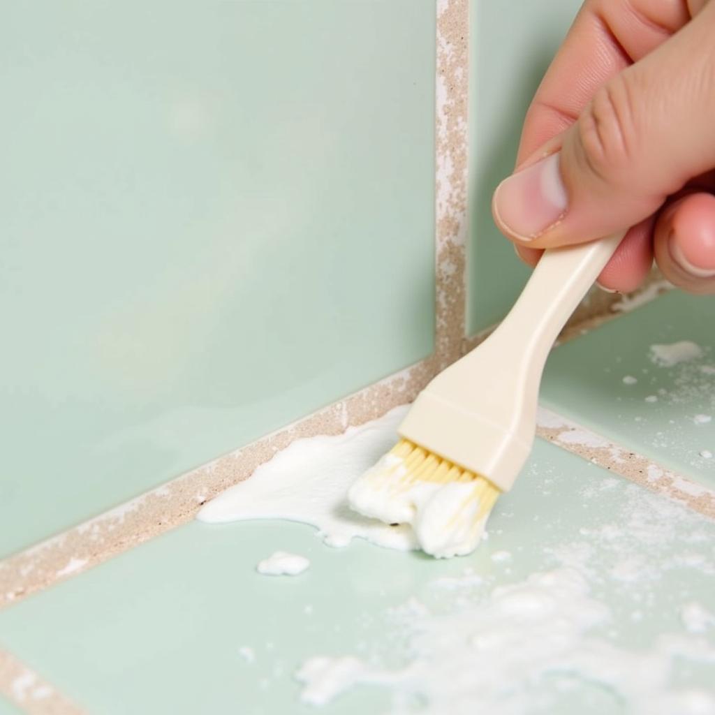 Cleaning colored grout with baking soda paste