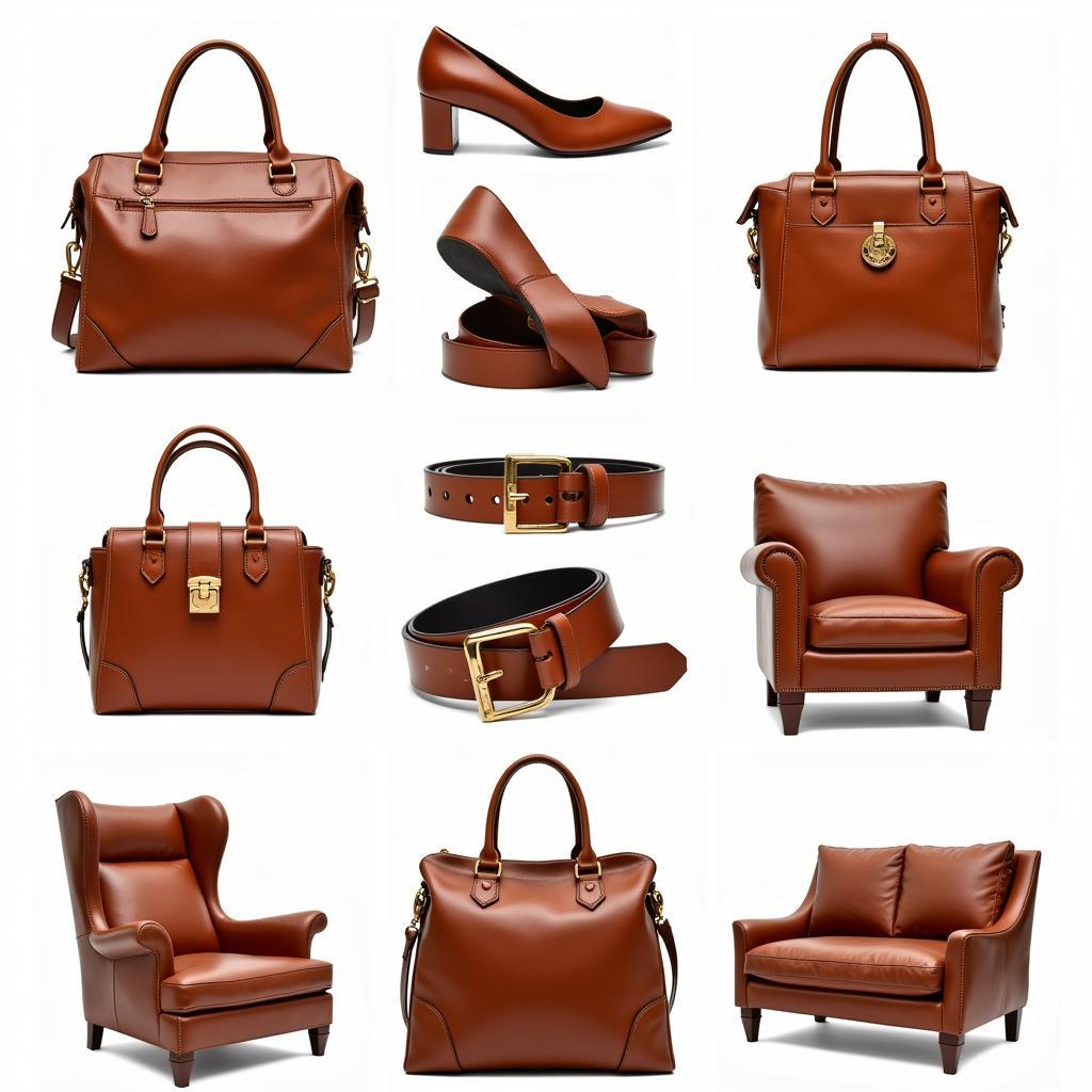 Different Cognac Leather Products