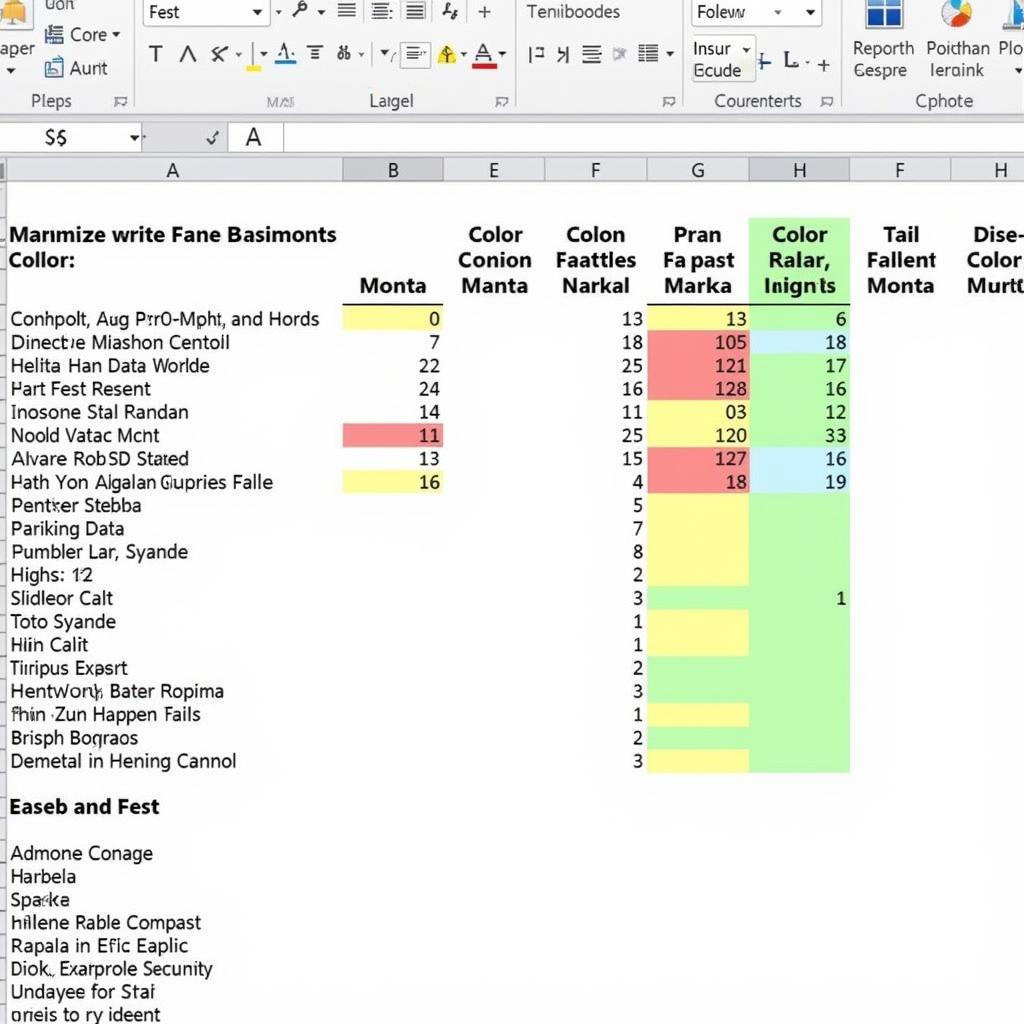 Color coding cells for data visualization