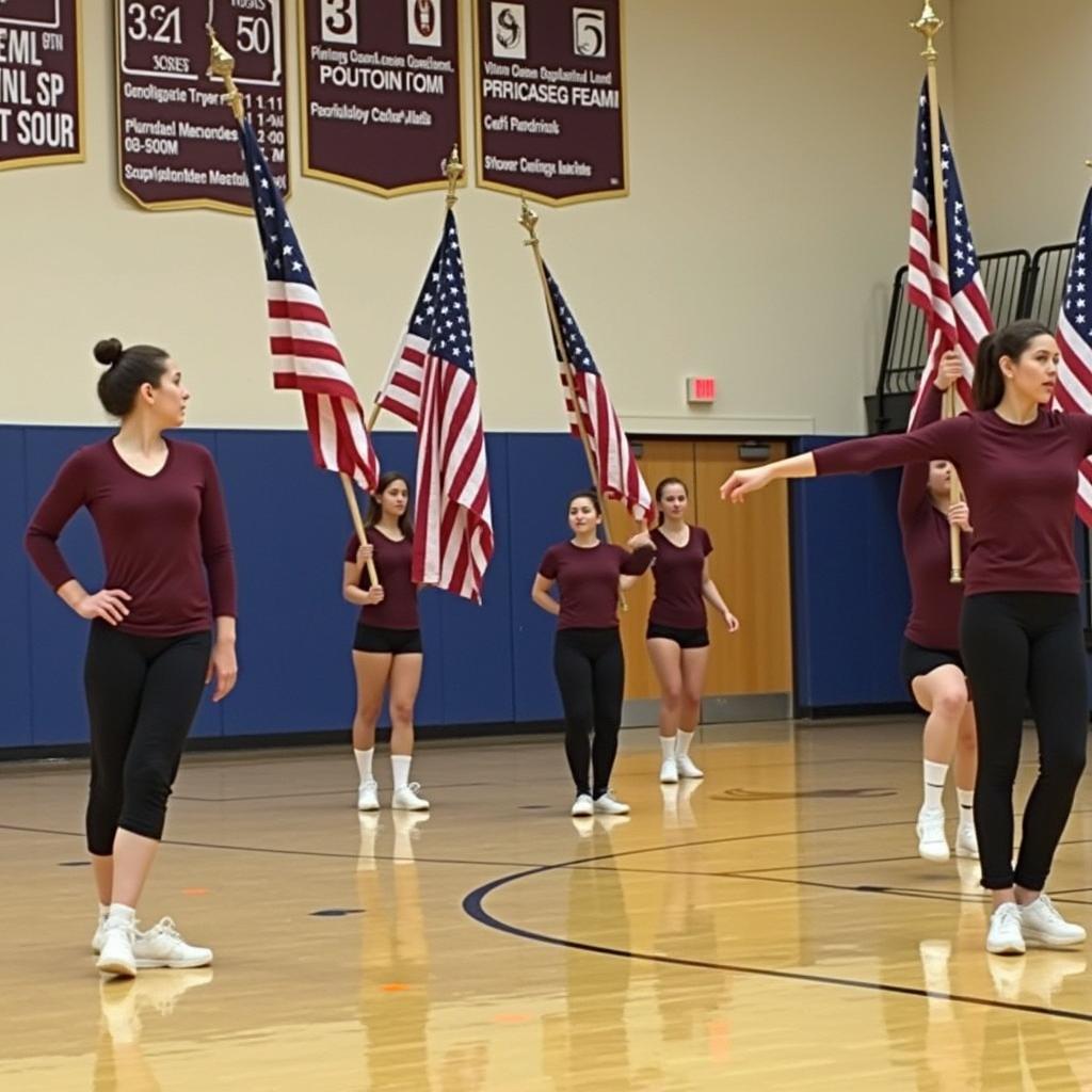 Precision and Timing in Color Guard Practice